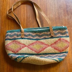 Multicolor Woven Tote Bag